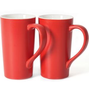 Momugs 20 OZ Simple Pure Red Mug (Set of 2) Plain Large Tall White Ceramic Milk Tea Coffee Mug with Handle as A Gift for Dad Mom Friends, 2pcs