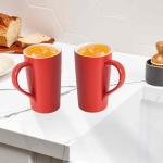 Momugs 20 OZ Simple Pure Red Mug (Set of 2) Plain Large Tall White Ceramic Milk Tea Coffee Mug with Handle as A Gift for Dad Mom Friends, 2pcs