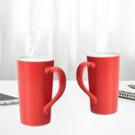 Momugs 20 OZ Simple Pure Red Mug (Set of 2) Plain Large Tall White Ceramic Milk Tea Coffee Mug with Handle as A Gift for Dad Mom Friends, 2pcs