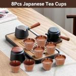 8pcs Japanese Tea Cups - Wooden, Heat Insulating, 75ml Natural Wood