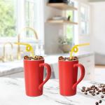 Momugs 20 OZ Simple Pure Red Mug (Set of 2) Plain Large Tall White Ceramic Milk Tea Coffee Mug with Handle as A Gift for Dad Mom Friends, 2pcs