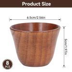 8pcs Japanese Tea Cups - Wooden, Heat Insulating, 75ml Natural Wood