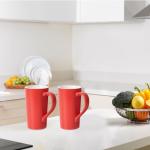 Momugs 20 OZ Simple Pure Red Mug (Set of 2) Plain Large Tall White Ceramic Milk Tea Coffee Mug with Handle as A Gift for Dad Mom Friends, 2pcs