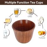 8pcs Japanese Tea Cups - Wooden, Heat Insulating, 75ml Natural Wood