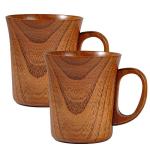 TEAMWILL 2PCS Wooden Cup Wood Coffee Tea Beer Juice Milk Water Mug Primitive Handmade Natural