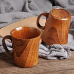 TEAMWILL 2PCS Wooden Cup Wood Coffee Tea Beer Juice Milk Water Mug Primitive Handmade Natural