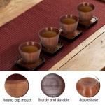 8pcs Japanese Tea Cups - Wooden, Heat Insulating, 75ml Natural Wood