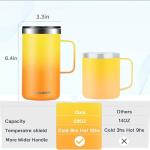 KXIAOCHEN 20oz Insulated Coffee Mug with Lid, Stainless Steel Coffee Cup, Double Wall Vacuum Coffee Tumbler with Handle, Premium Thermal Travel Coffee Mug (Mango Yellow)