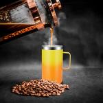 KXIAOCHEN 20oz Insulated Coffee Mug with Lid, Stainless Steel Coffee Cup, Double Wall Vacuum Coffee Tumbler with Handle, Premium Thermal Travel Coffee Mug (Mango Yellow)