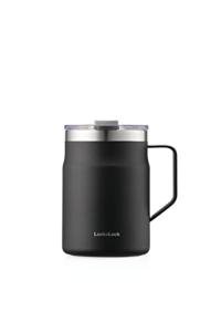 LocknLock Metro Mug Premium 18/8 Stainless Steel Double Wall Insulated with Handle Perfect for table with Lid, Black, 16 oz