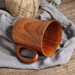 TEAMWILL 2PCS Wooden Cup Wood Coffee Tea Beer Juice Milk Water Mug Primitive Handmade Natural