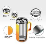 KXIAOCHEN 20oz Insulated Coffee Mug with Lid, Stainless Steel Coffee Cup, Double Wall Vacuum Coffee Tumbler with Handle, Premium Thermal Travel Coffee Mug (Mango Yellow)