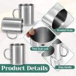 Exclaith 4 Set Stainless Steel Coffee Mug with Handle 13.5oz/400ml Unbreakable Double Wall Coffee & Tea Cup Stainless Steel Camping Travel Coffe Mugs for Home Camping Travel Outdoors