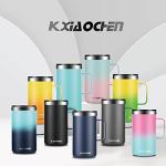 KXIAOCHEN 20oz Insulated Coffee Mug with Lid, Stainless Steel Coffee Cup, Double Wall Vacuum Coffee Tumbler with Handle, Premium Thermal Travel Coffee Mug (Mango Yellow)