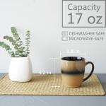 Bosmarlin Ceramic Coffee Mug Set of 4, 17 Oz, 4 Colors to Choose, Tea Cups, Dishwasher and Microwave Safe, Reactive Glaze (Walnut)