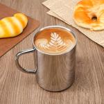 Exclaith 4 Set Stainless Steel Coffee Mug with Handle 13.5oz/400ml Unbreakable Double Wall Coffee & Tea Cup Stainless Steel Camping Travel Coffe Mugs for Home Camping Travel Outdoors