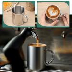 Exclaith 4 Set Stainless Steel Coffee Mug with Handle 13.5oz/400ml Unbreakable Double Wall Coffee & Tea Cup Stainless Steel Camping Travel Coffe Mugs for Home Camping Travel Outdoors