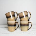 Bosmarlin Ceramic Coffee Mug Set of 4, 17 Oz, 4 Colors to Choose, Tea Cups, Dishwasher and Microwave Safe, Reactive Glaze (Walnut)