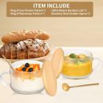 DOPUDO Vintage Glass Coffee Mugs, Overnight Oats Containers With Lids,Glass Cup With Sealed Lid and Spoon,Glass Coffee Mugs, Coffee Bar Accessories, Ideal for Cappuccino, Latte(2-Pack,14oz)