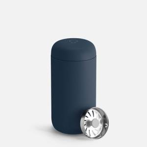 Fellow 12 oz Carter Move Travel Mug - Vacuum-Insulated Stainless Steel Travel Coffee Mug - Coffee Tumbler with Ceramic Interior and Splash Guard - Stone Blue