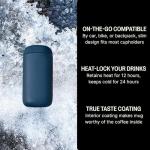 Fellow 12 oz Carter Move Travel Mug - Vacuum-Insulated Stainless Steel Travel Coffee Mug - Coffee Tumbler with Ceramic Interior and Splash Guard - Stone Blue