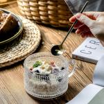 DOPUDO Vintage Glass Coffee Mugs, Overnight Oats Containers With Lids,Glass Cup With Sealed Lid and Spoon,Glass Coffee Mugs, Coffee Bar Accessories, Ideal for Cappuccino, Latte(2-Pack,14oz)