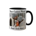 Elosh Customized Photo Mug with Personalized Text Upload Your Image with Different Designs (Black)