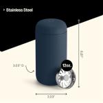 Fellow 12 oz Carter Move Travel Mug - Vacuum-Insulated Stainless Steel Travel Coffee Mug - Coffee Tumbler with Ceramic Interior and Splash Guard - Stone Blue