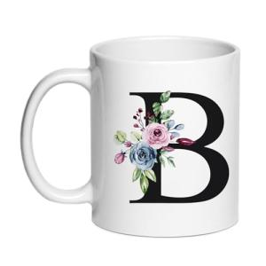 SIUNY Personalized B Gifts Coffee Mugs - Novelty Monogrammed Gift Tea Cup for Women, Birthday Christmas Gift for Her Wife Mother Day Grandma Girlfriend Friend Friendship, Bride Bridesmaid (B)