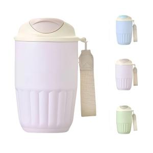 14oz Portable Insulated Coffee Cup with 316 SS Liner: Non-slip Bottom, Built-in Drawstring & Exquisite Design,Cream Wind(Daisy Green/Glacier Blue/Sakura Pink),Perfect for Coffee Lovers (Sakura Pink)