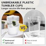 RÉΑLWÁY 16 OZ Iced Coffee Cups with Lids and Straws Set of 4, Unbreakable Plastic Drinking Glasses Reusable Iced Coffee Glass to Go Cup for Iced Tea,Juice, Water,BPA Free, Dishwasher Safe