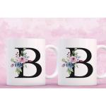 SIUNY Personalized B Gifts Coffee Mugs - Novelty Monogrammed Gift Tea Cup for Women, Birthday Christmas Gift for Her Wife Mother Day Grandma Girlfriend Friend Friendship, Bride Bridesmaid (B)