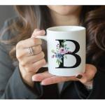 SIUNY Personalized B Gifts Coffee Mugs - Novelty Monogrammed Gift Tea Cup for Women, Birthday Christmas Gift for Her Wife Mother Day Grandma Girlfriend Friend Friendship, Bride Bridesmaid (B)