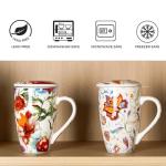 GBhome Tea Mug with Infuser and Lid, 18 Ounce Large Ceramic Loose Leaf Cup, Microwave, Dishwasher Safe, Perfect for Tea Lovers