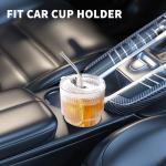 RÉΑLWÁY 16 OZ Iced Coffee Cups with Lids and Straws Set of 4, Unbreakable Plastic Drinking Glasses Reusable Iced Coffee Glass to Go Cup for Iced Tea,Juice, Water,BPA Free, Dishwasher Safe