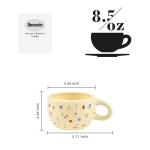 Denovin Ceramic Coffee Mug, Creative Flower Fruit Cup for Women Friends, 8.5 oz/250 ml Cute Coffee Mugs for Latte Tea Milk (Cherry and Orchid)