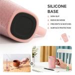 Ideus Vacuum Insulated Coffee Mug, 16oz Reusable Stainless Steel Thermal Double Walled cup with Handle and Slider Lid for Hot & Cold Beverages, BPA Free (Leapord Pink)