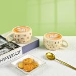 Denovin Ceramic Coffee Mug, Creative Flower Fruit Cup for Women Friends, 8.5 oz/250 ml Cute Coffee Mugs for Latte Tea Milk (Cherry and Orchid)