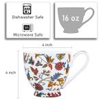 LanHong 16 oz Floral Mugs Bone China Mug Elegant Floral Coffee Tea Cup - Microwave Dishwasher Safe Mug Perfect for Coffee, Tea,Hot Beverages - Ideal Gift for Friend Colleague Dad Mom