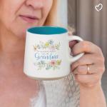WITH LOVE My Favorite People Call Me Grandma Clay Base Ceramic Coffee Mug for Grandmothers Floral Peach & Ivory Cup for Coffee/Tea, Dishwasher Microwave Safe, 14oz