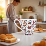 LanHong 16 oz Floral Mugs Bone China Mug Elegant Floral Coffee Tea Cup - Microwave Dishwasher Safe Mug Perfect for Coffee, Tea,Hot Beverages - Ideal Gift for Friend Colleague Dad Mom