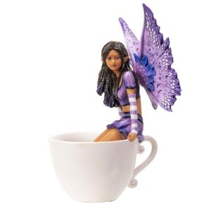 Pacific Giftware 6.7" Tall Lavender Tea Fairy in Whimsical Teacup Garden Sculpture by Amy Brown