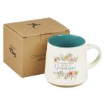 WITH LOVE My Favorite People Call Me Grandma Clay Base Ceramic Coffee Mug for Grandmothers Floral Peach & Ivory Cup for Coffee/Tea, Dishwasher Microwave Safe, 14oz
