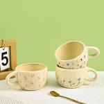 Denovin Ceramic Coffee Mug, Creative Flower Fruit Cup for Women Friends, 8.5 oz/250 ml Cute Coffee Mugs for Latte Tea Milk (Cherry and Orchid)