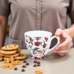 LanHong 16 oz Floral Mugs Bone China Mug Elegant Floral Coffee Tea Cup - Microwave Dishwasher Safe Mug Perfect for Coffee, Tea,Hot Beverages - Ideal Gift for Friend Colleague Dad Mom