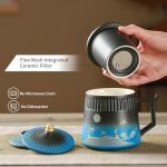 Coolpei Tea Cup with Infuser and Lid,Loose Leaf Tea Steeper Cup 14.8oz Ceramic tea Infuser Mug Travel Large Steeping Cup Diffusers Mugs with Fine Strainer and Handle (Black&Blue)