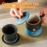 Coolpei Tea Cup with Infuser and Lid,Loose Leaf Tea Steeper Cup 14.8oz Ceramic tea Infuser Mug Travel Large Steeping Cup Diffusers Mugs with Fine Strainer and Handle (Black&Blue)