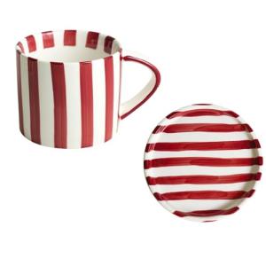 CACXKEP 8 Oz Ceramic Coffee Mug Espresso Cups with Saucer Mug And Saucer Set Cup And Saucer Coffee Cups with Saucers Coffee Cups And Saucers,Red