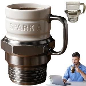 TECHPLUS Spark Plug Mug - Engine-Themed Coffee Cup, 250ml Personalized Drinkware for Car Lovers, Mechanics, and Office Use