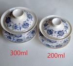 Liang baobao Traditional Gaiwan Tea Set with Lid and Saucer Handmade Ceramic Tea Cup Flower Porcelain Teacups 10oz